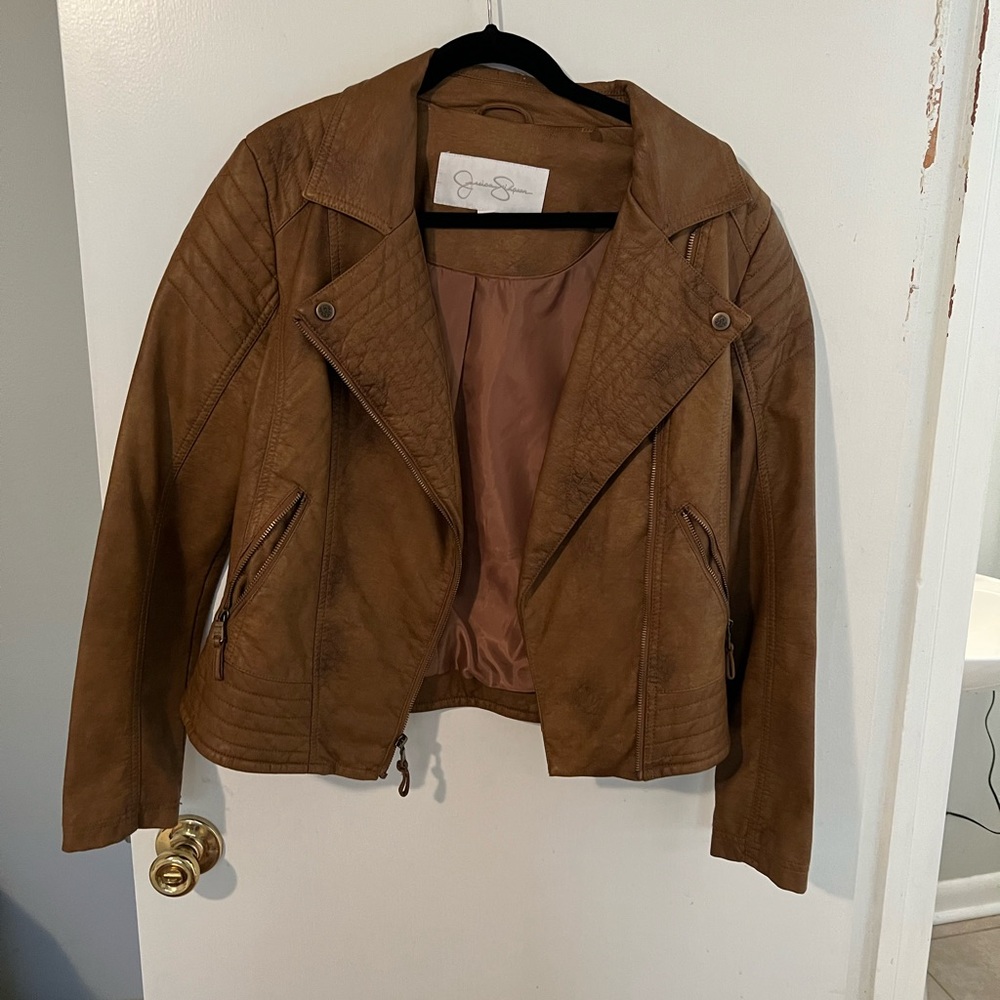 Jessica Simpson brown leather jacket!